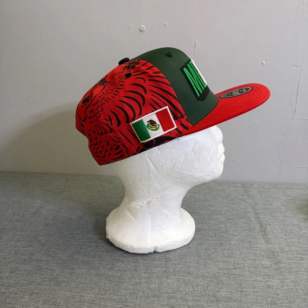 Basic Cap Mexico Snapback Hat Mens OSFA Red Green Eagle Graphic Y2K New